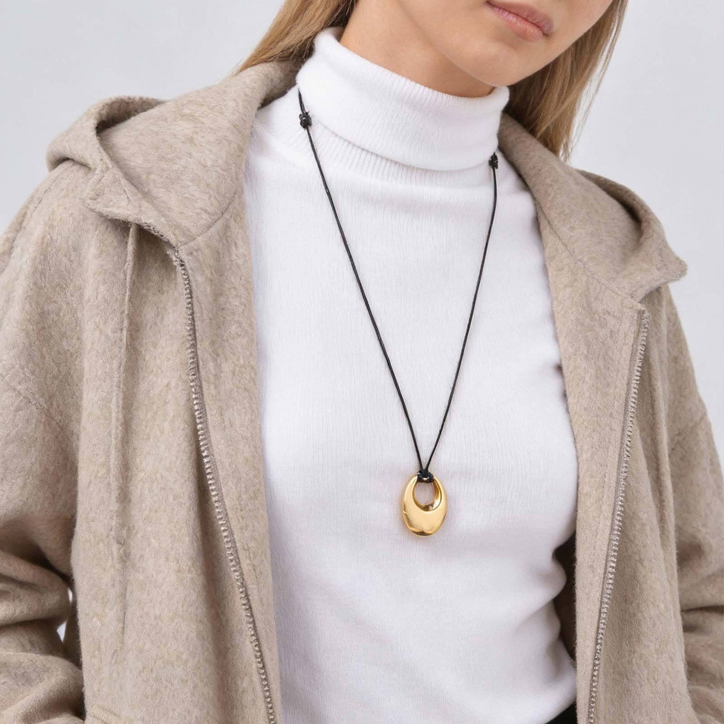 Stainless Steel Geometric Hollow Pendant Star Conch Small Flower Wax Rope Necklace