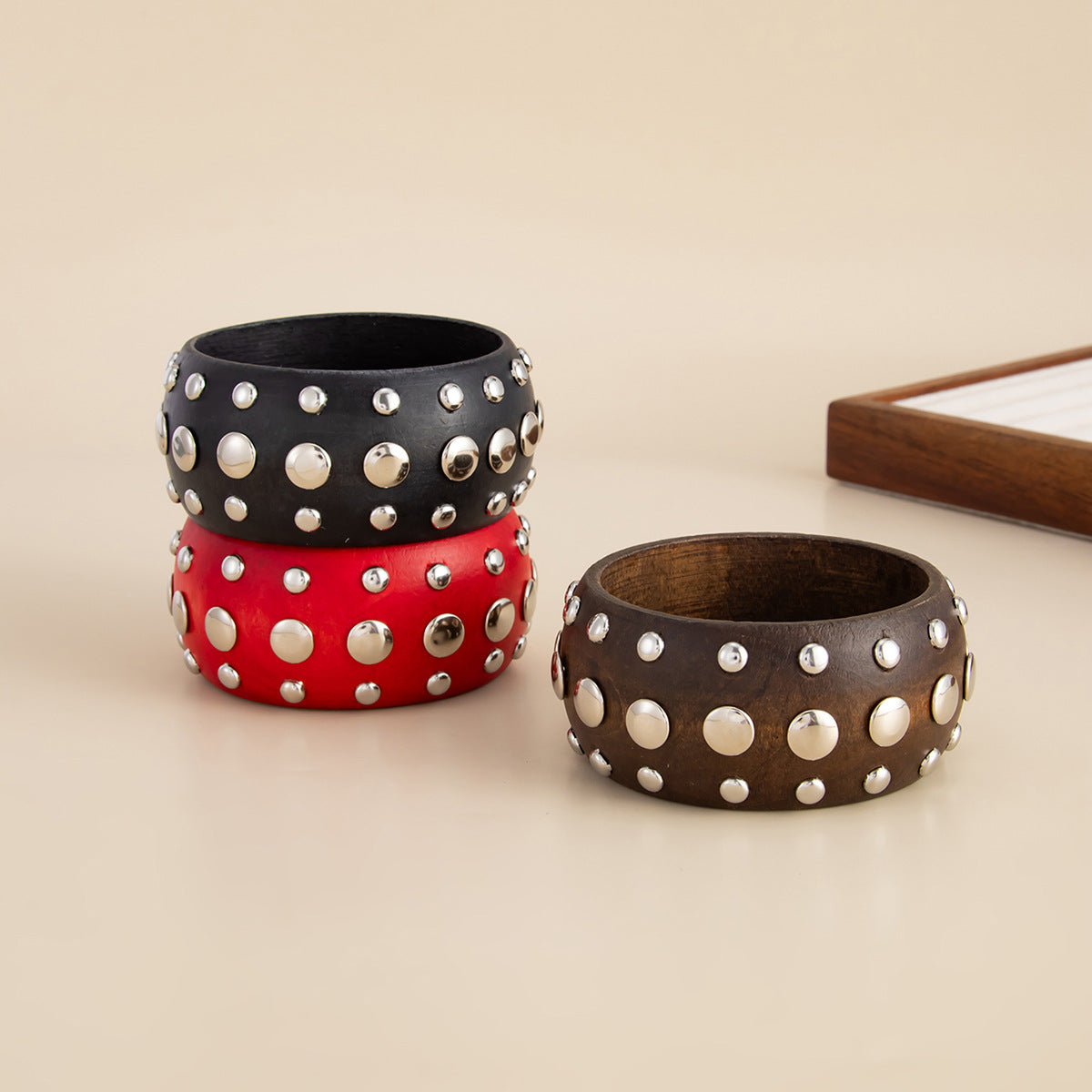 Planderful Vienna Verve African Hand Jewelry Wide Rivet Bracelet Retro Punk Statement For Street Fashion