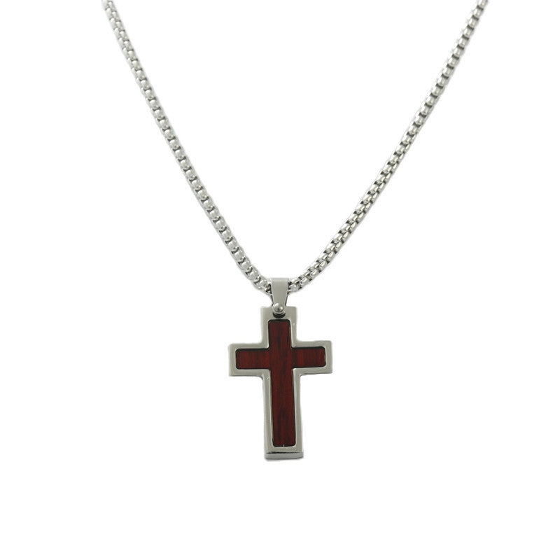 Personalized Retro Titanium Steel Cross Pendant Necklace for Men - Trendy Everyday Accessory