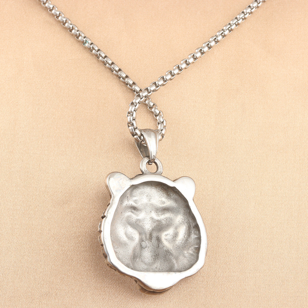 European And American Stainless Steel Tiger Pendant Necklace For Men