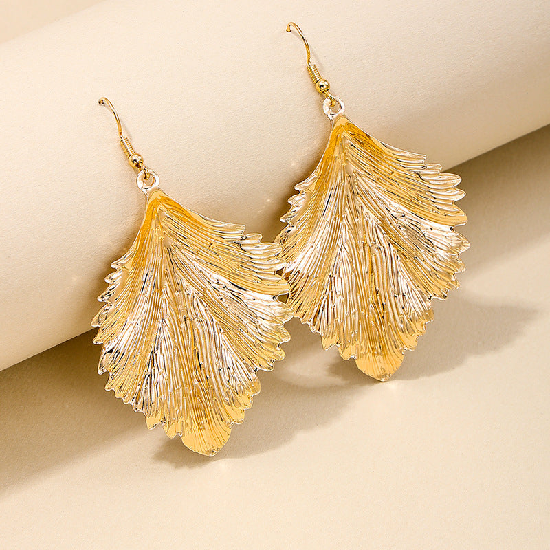 Dazzling Metal Leaf Earrings with a Touch of Hip-hop Glam