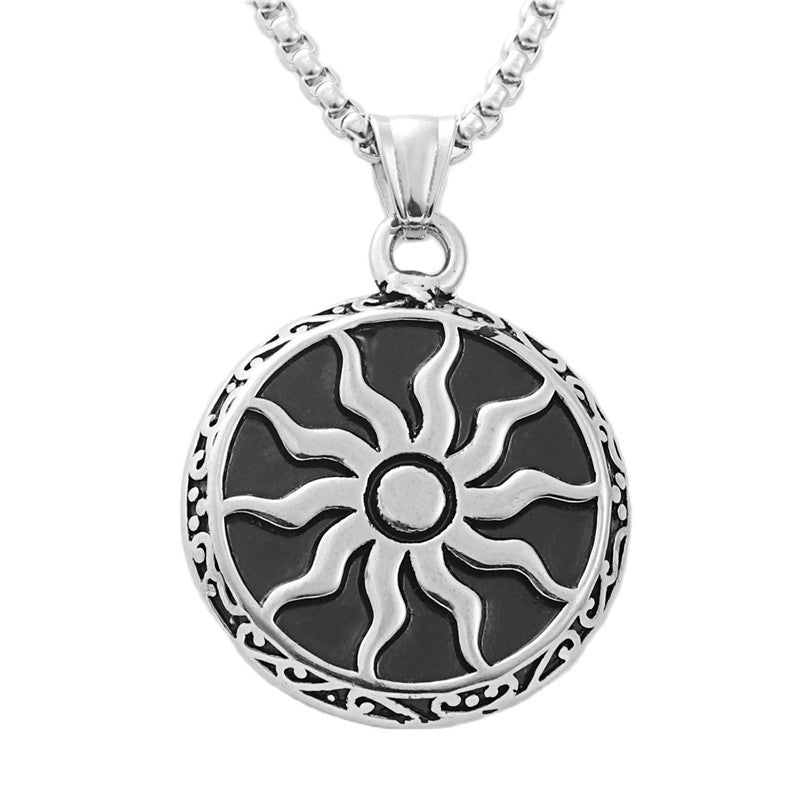 Titanium Steel Sun Flame Pendant Personalized Punk Necklace