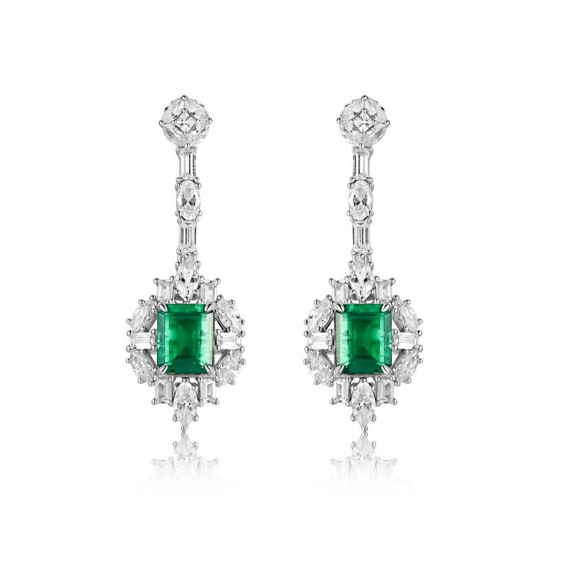 S925 Sterling Silver Lab-Grown Gemstone Signature Stud Earrings