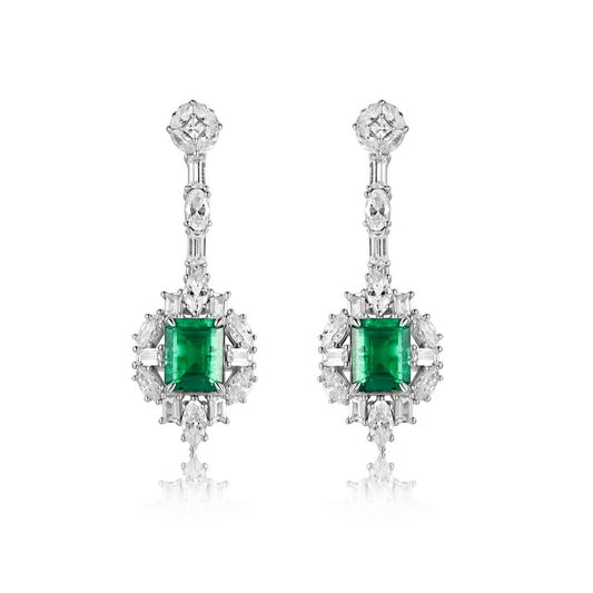 S925 Sterling Silver Lab-Grown Gemstone Signature Stud Earrings