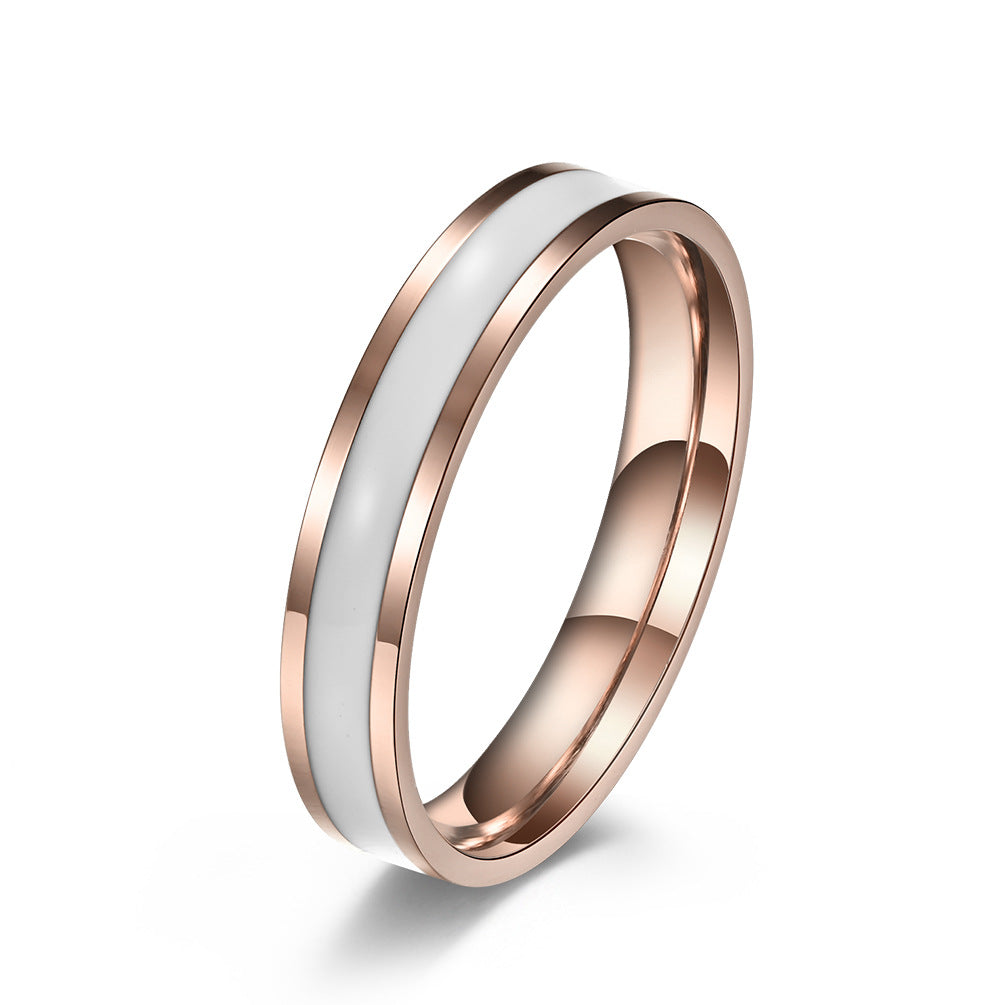 Stainless Steel Black & White Rubber Neutral Couple Ring – Unisex Wedding Engagement