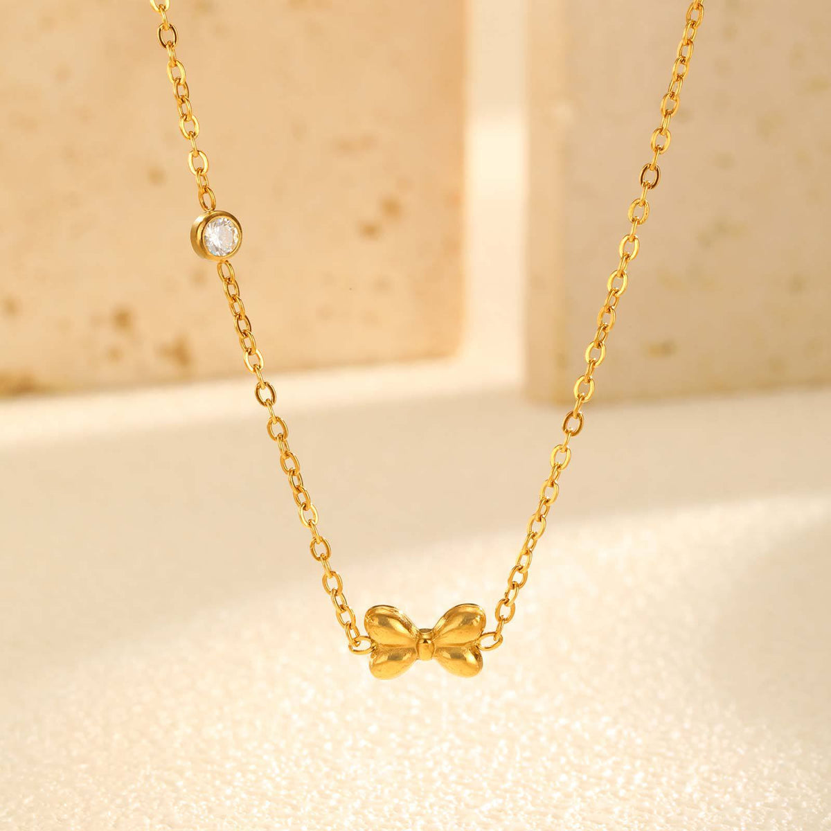 Style Women's – Stainless Steel Flat Cross Chain Zircon Heart Butterfly Necklace
