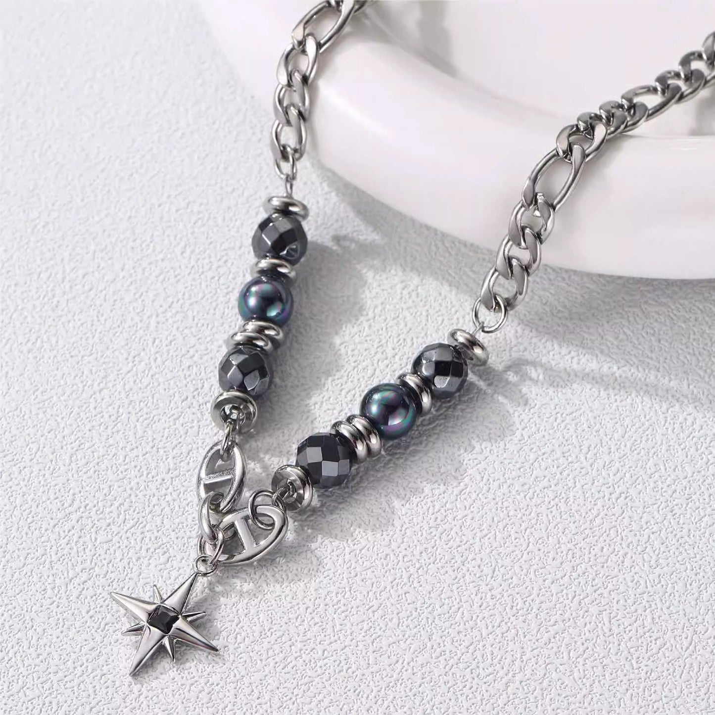 Planderful Jewelry Octagram Necklace Titanium Steel Men Women Unisex Modern Design