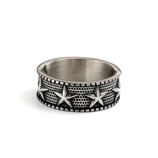 Vintage Star Stainless Steel Men's Ring