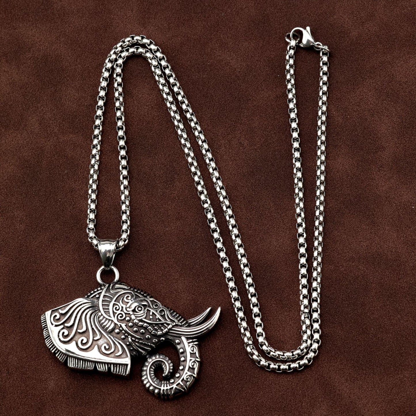 Stainless Steel Elephant Pendant Necklace For Men Retro Titanium Look Durable Trendy Everyday Jewelry By Planderful Shop