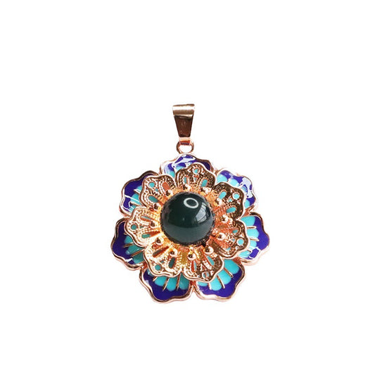 Lotus Blossom Necklace with Beeswax Amber Gem