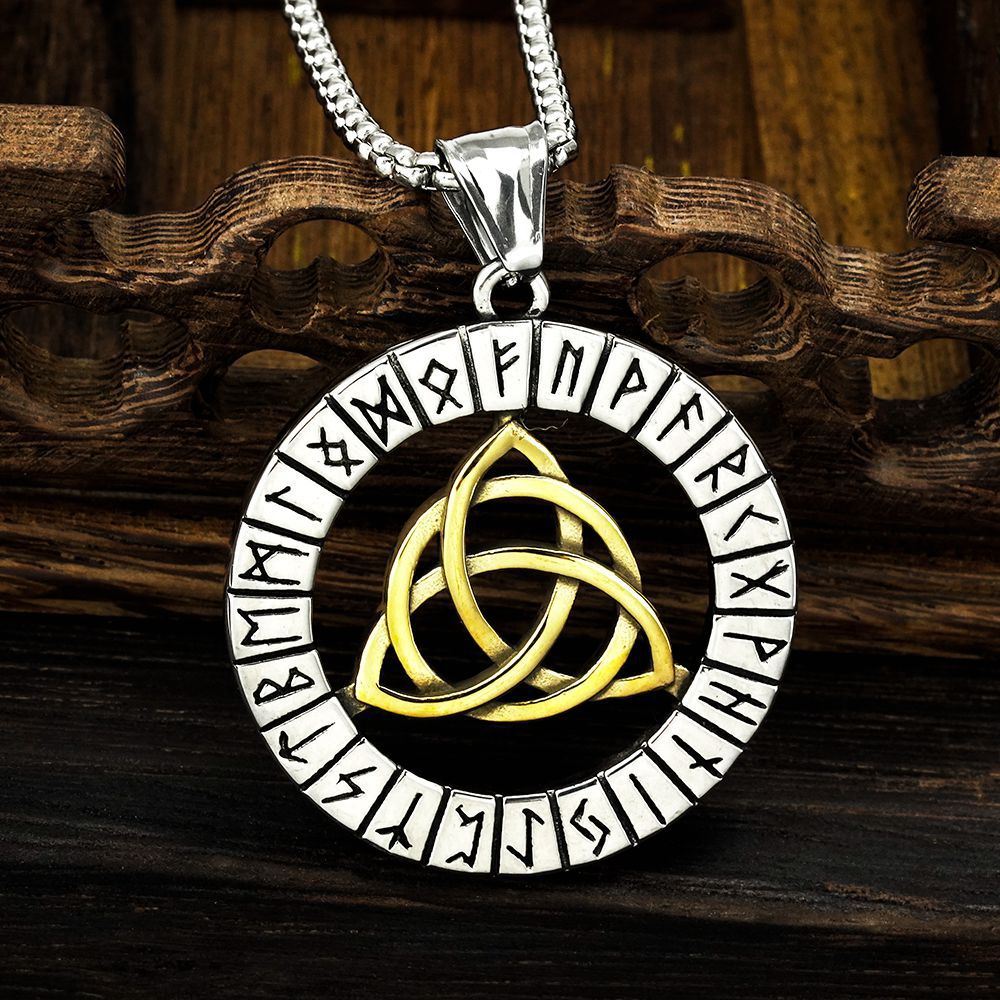 Planderful Norse Legacy Titanium Steel Rune Pendant Necklace For Men Viking Celtic Knot Jewelry