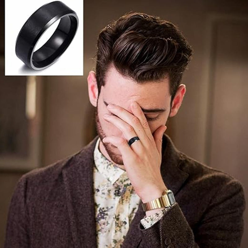 Mens Black Matte Titanium Ring Set By Planderful Everyday Genie Unisex Personalized