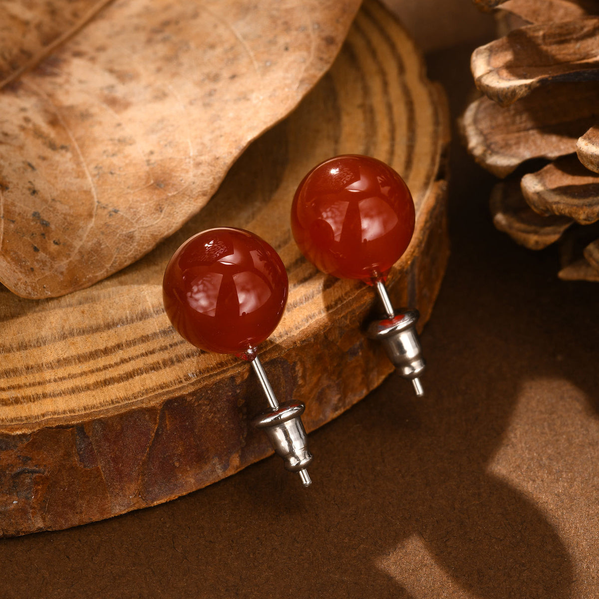 Round Gemstone Stud Earrings — 3 Styles