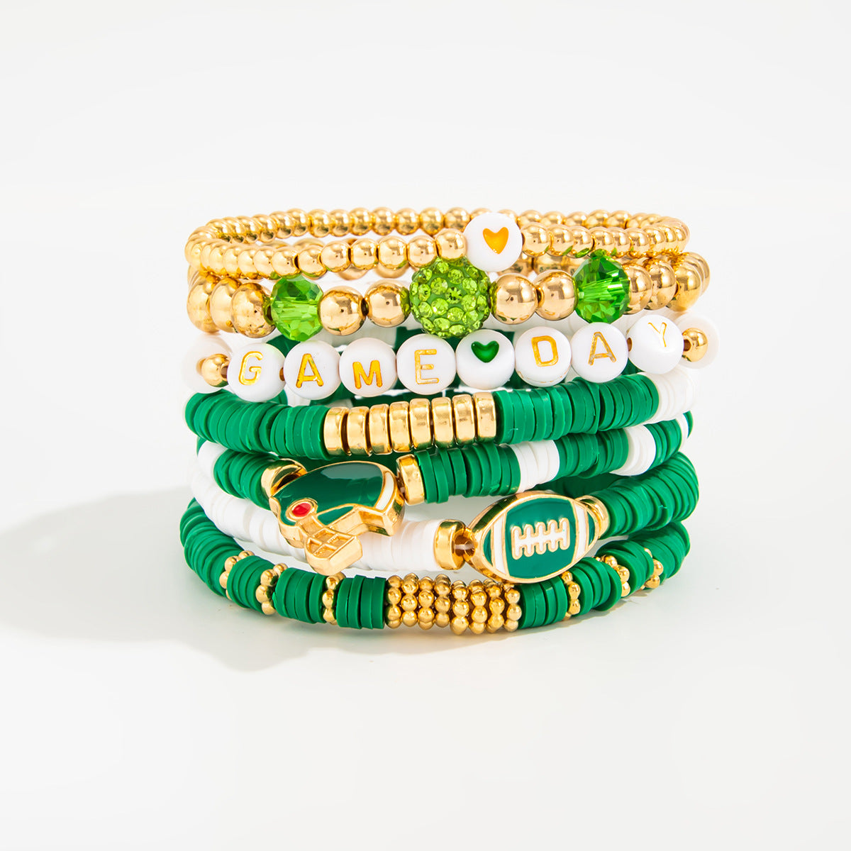 Planderful Football Bracelet Set Vienna Verve Game Day Jewelry For Women Bold Colorful Drip Statement