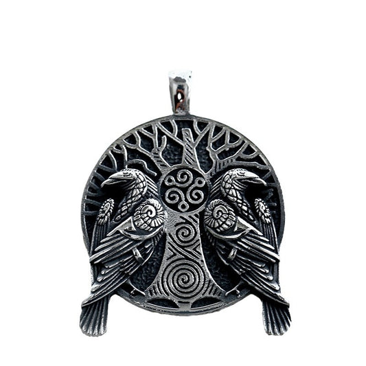 Norse Mythology Viking Odin Crow Stainless Steel Pendant – Unisex Titanium Steel Pendant Necklace