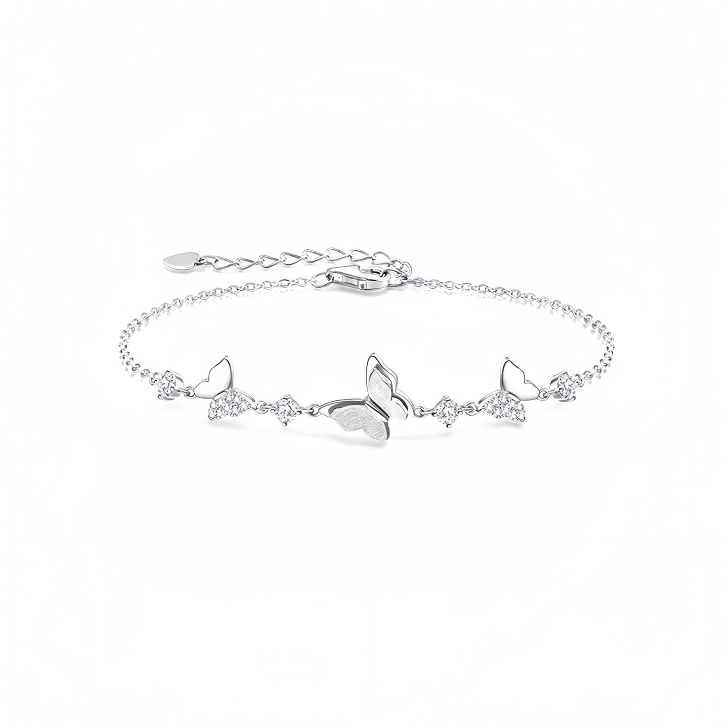 Planderful S925 Sterling Silver Butterfly Bracelet For Girlfriend Sparkling Zircon Gift Valentine