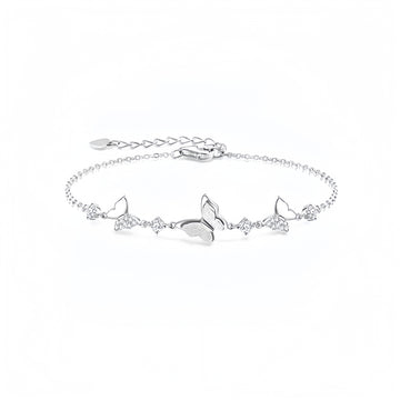 Planderful S925 Sterling Silver Butterfly Bracelet For Girlfriend Sparkling Zircon Gift Valentine
