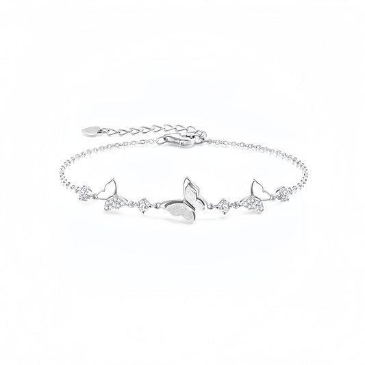 Planderful S925 Sterling Silver Butterfly Bracelet For Girlfriend Sparkling Zircon Gift Valentine