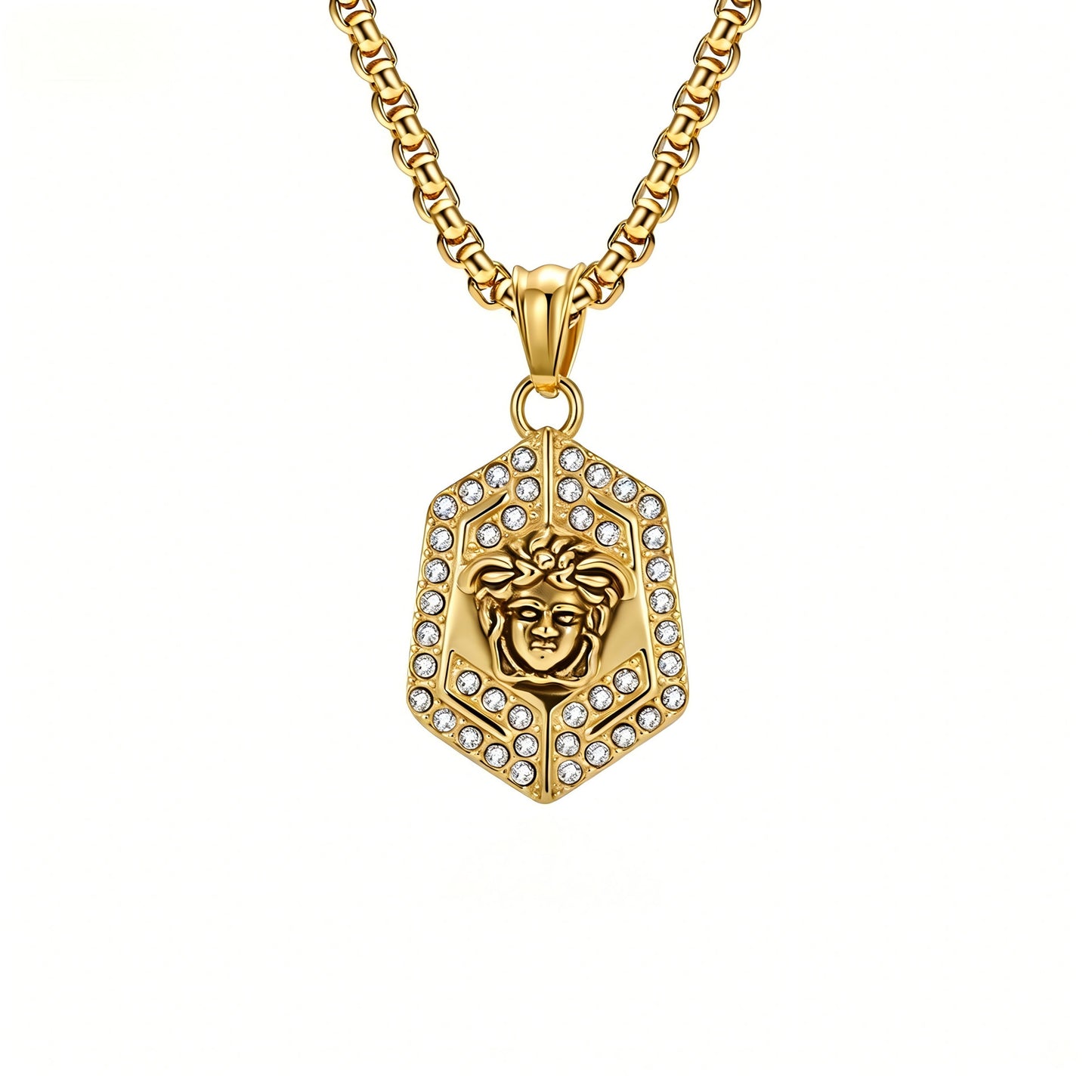 Medusa Necklace Titanium Steel With Zircon By Planderful Everyday Genie For Bold Hip Hop Fashion