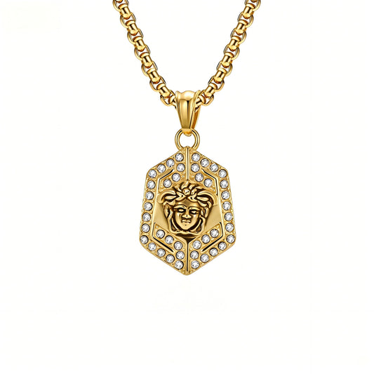 Medusa Necklace Titanium Steel With Zircon By Planderful Everyday Genie For Bold Hip Hop Fashion