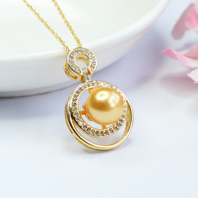 Champagne Shell Pearl Openwork Pendant — No Chain