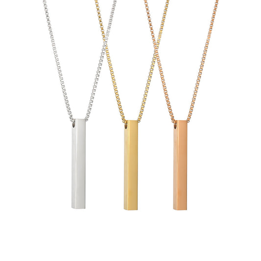 Sleek Amazon Titanium Steel Necklace with Rectangle Pendant for Men