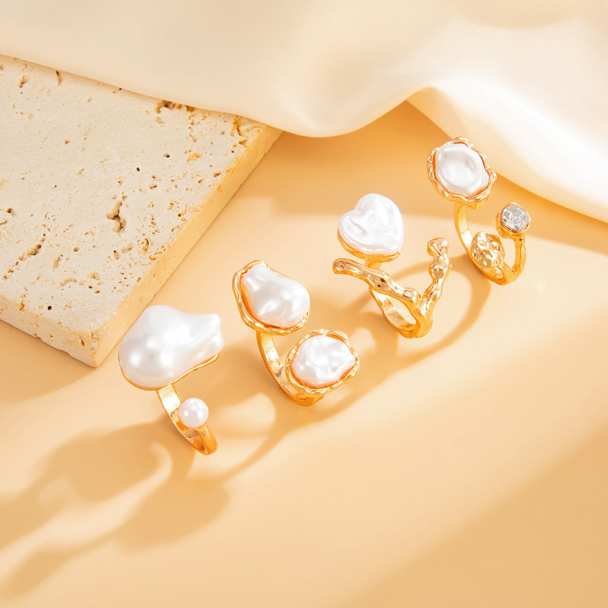 Planderful Imitation Pearl Ring Retro Baroque Statement Jewelry For Women Elegant Vintage Inspired