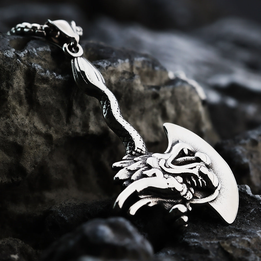 Men's Stainless Steel Pendant Double-Sided Dragon Axe Pendant