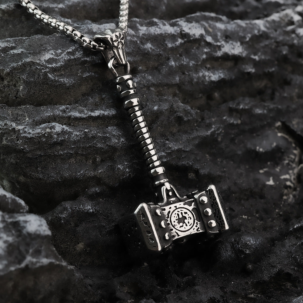 European And American Retro Stainless Steel Viking Hammer Necklace