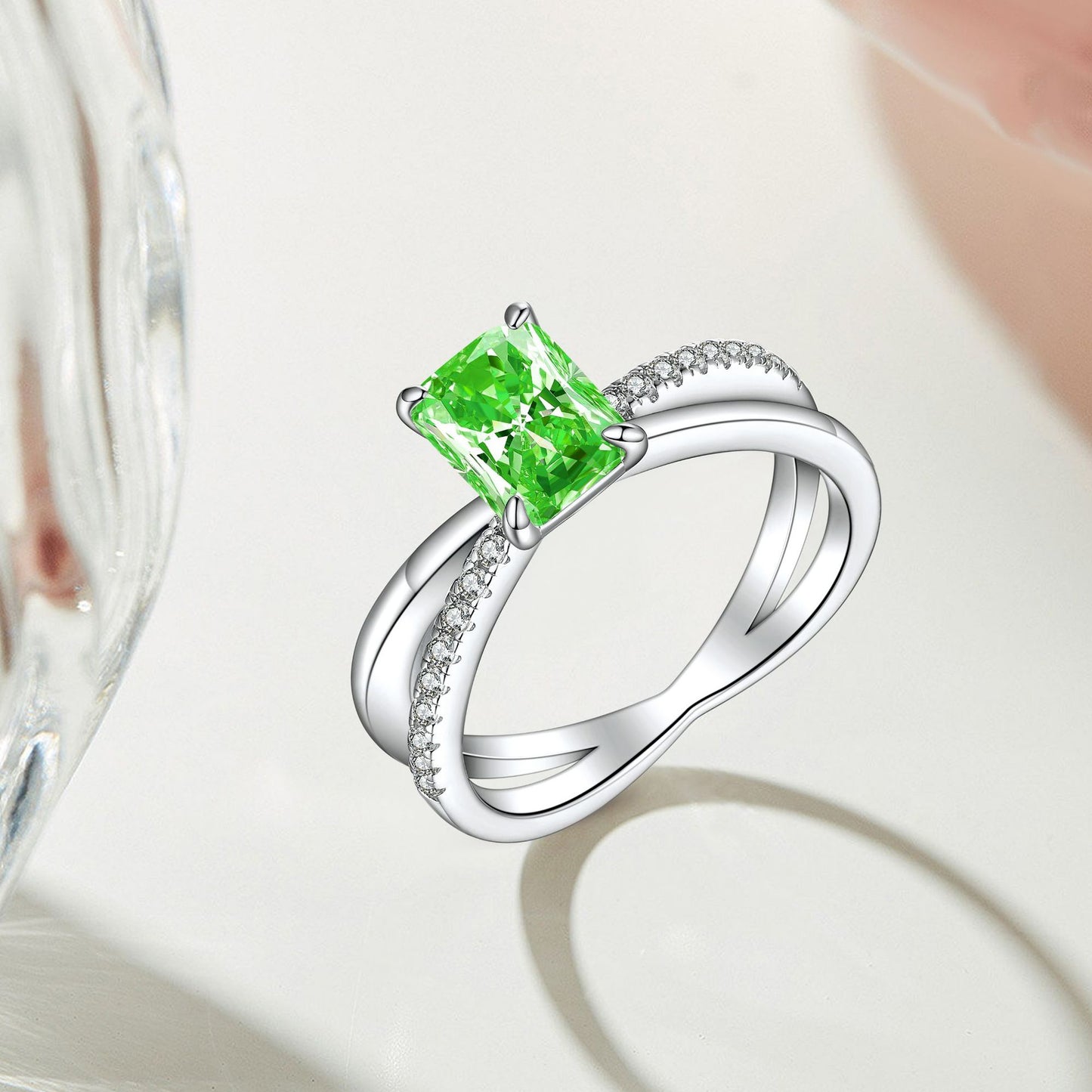 European and American 925 Sterling Silver 1.5ct Zircon Ring