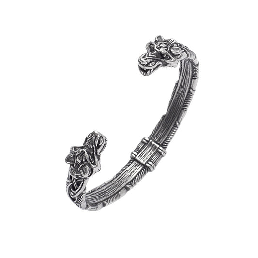 Viking Bracelet for Men Planderful Stainless Steel Wolf Head Vintage Jewelry Durable Everyday Accessory