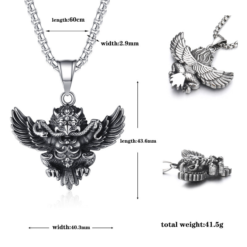 Stainless Steel Necklace - Vintage Dapeng Bird Wing Pendant
