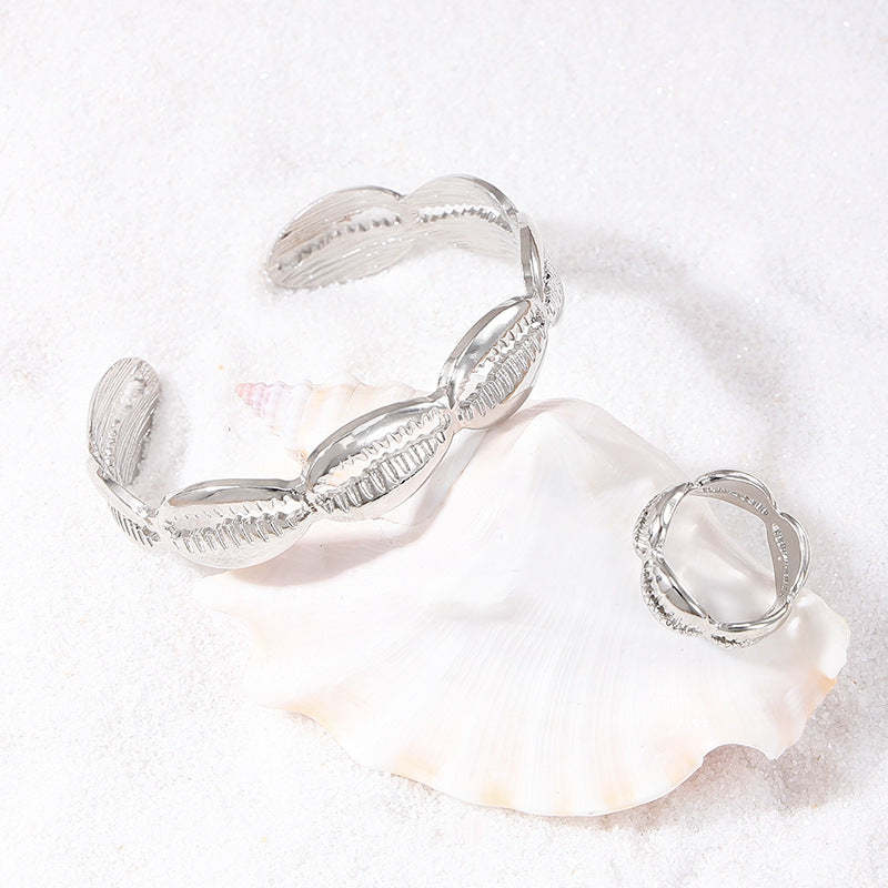 Personalized Marine Elements Bracelet and Ring Set for Women