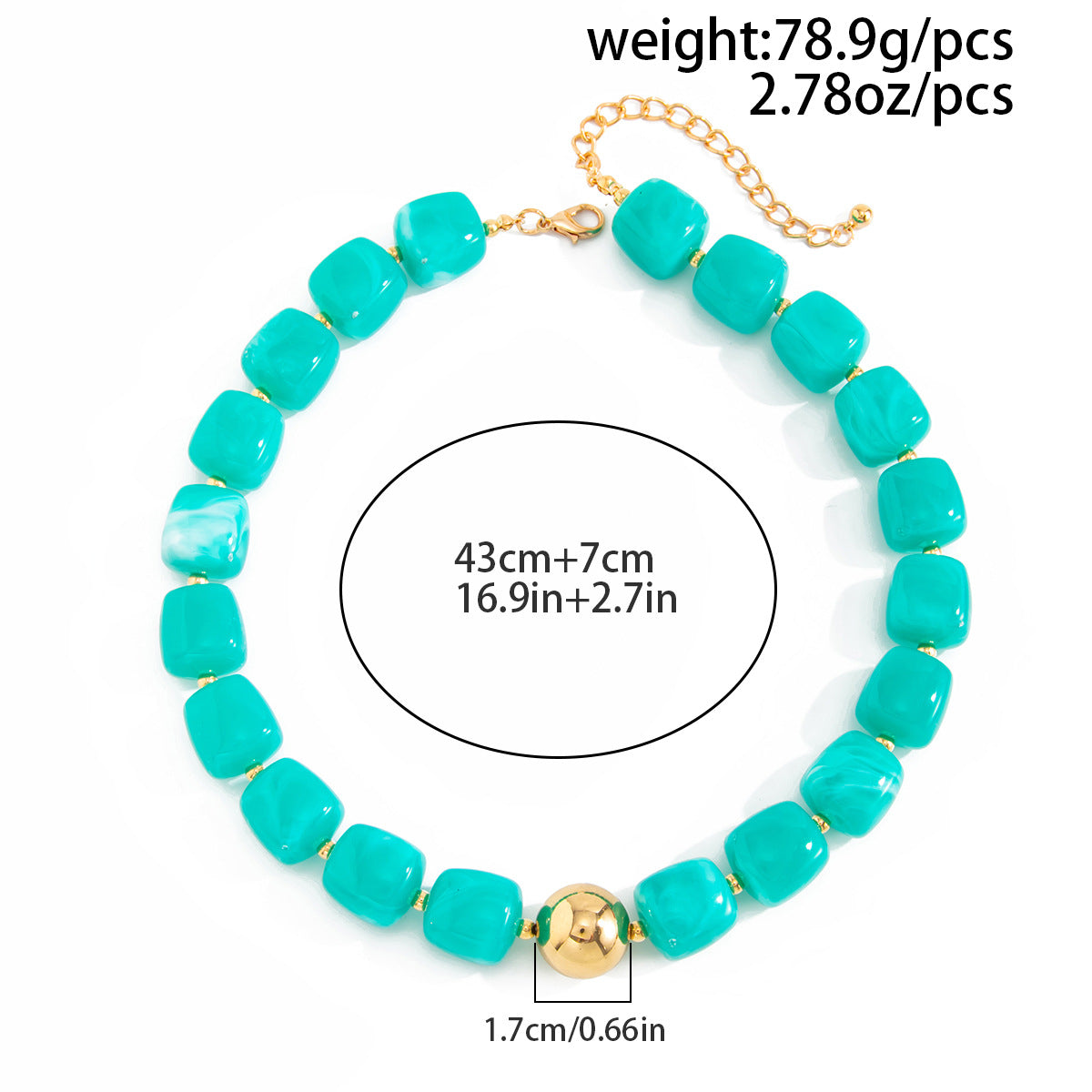 Design Color Resin Beaded Necklace Holiday Style Smudged Multi-Color Collarbone Necklace