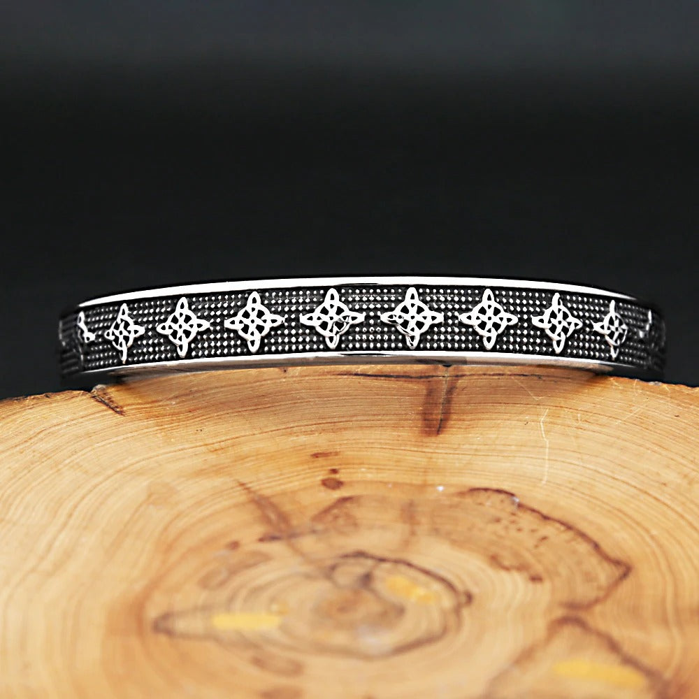 Planderful Nordic Viking Celtic Knot Stainless Steel Open C Type Bracelet For Men Durable Retro Style Gift