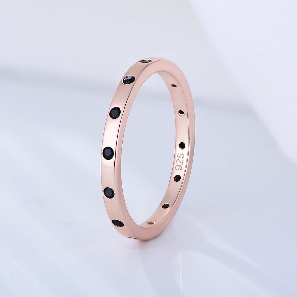 S925 Sterling Silver Stacked Wind Combination Ring Zircon Fine Ring Jewelry