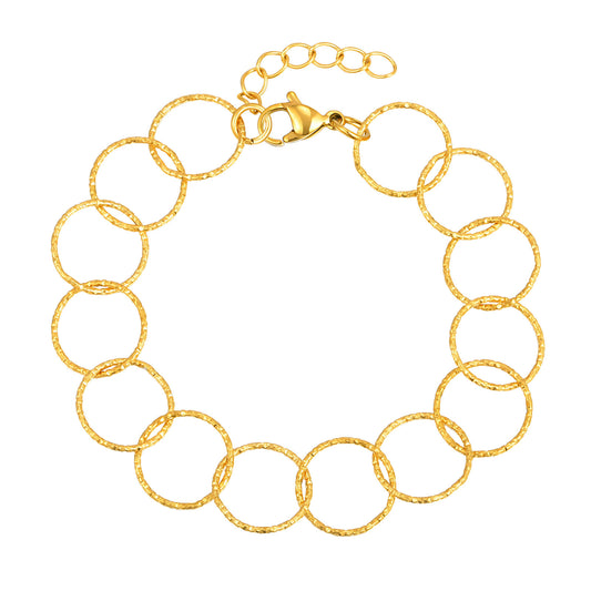 And Hand Embossed Floral Stainless Steel Bracelet Unisex