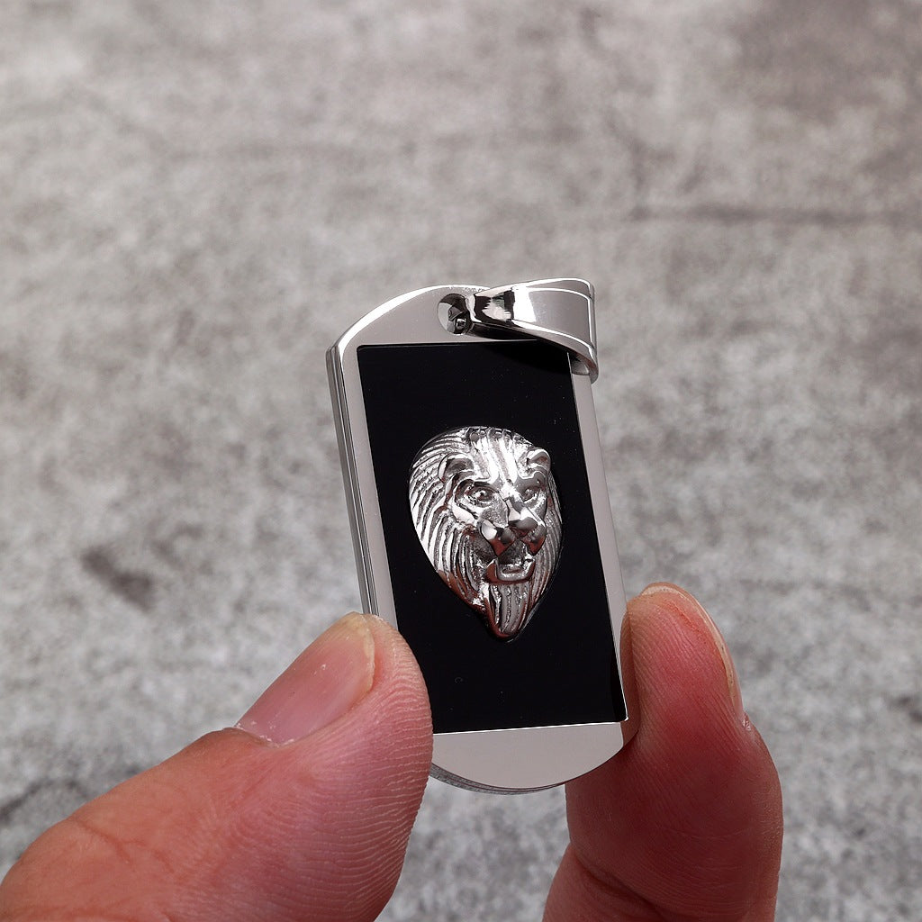 Vintage Lion Stainless Steel Pendant Necklace