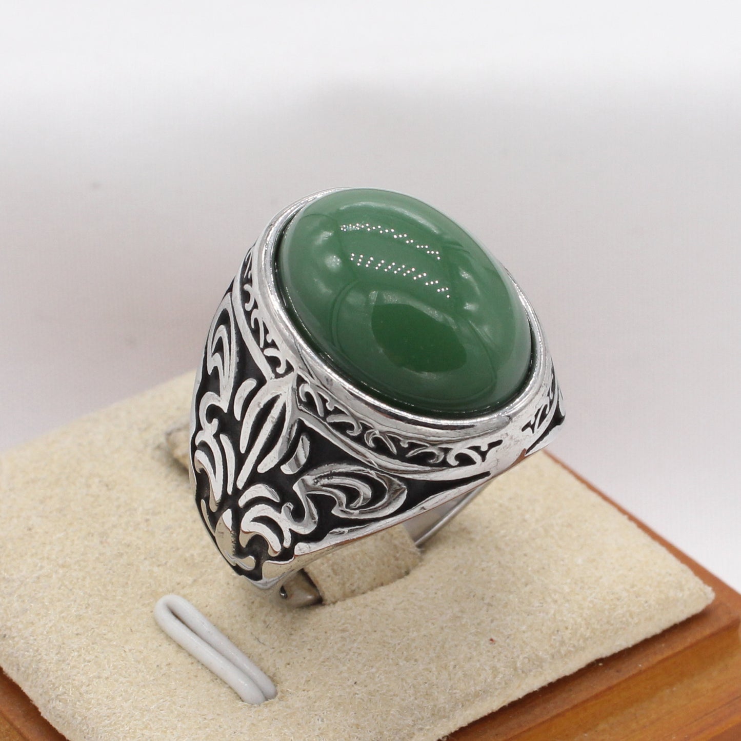 Planderful Jewelry Mens Steel Ring With Retro Stone European American Style Timeless Accessory