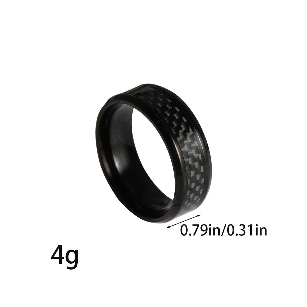 Woven Ring – Men's Stainless Steel Ring – Dark Rock Carbon Fiber Ring