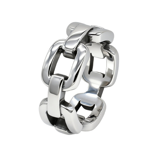 Planderful Titanium Steel Cuban Chain Ring Unisex Statement Jewelry For Men Women