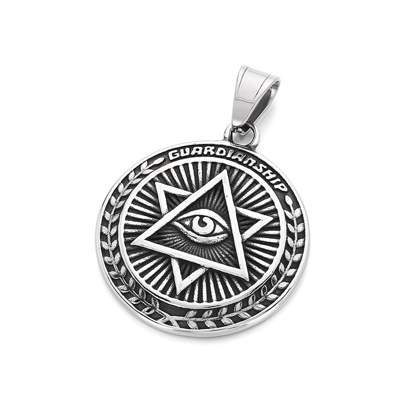 Popular Pendants, Punk Style Retro Freemasonry Hexagram Eye Of Horus Round Brand Men's Necklace