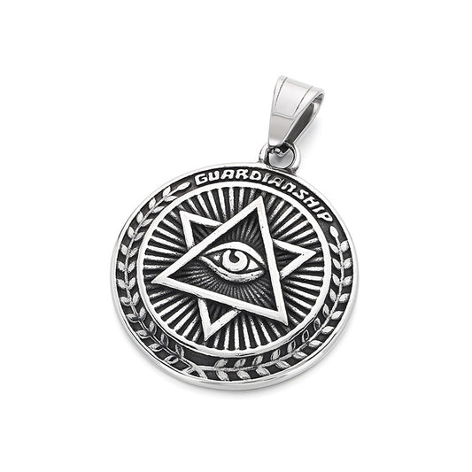 Popular Pendants, Punk Style Retro Freemasonry Hexagram Eye Of Horus Round Brand Men's Necklace
