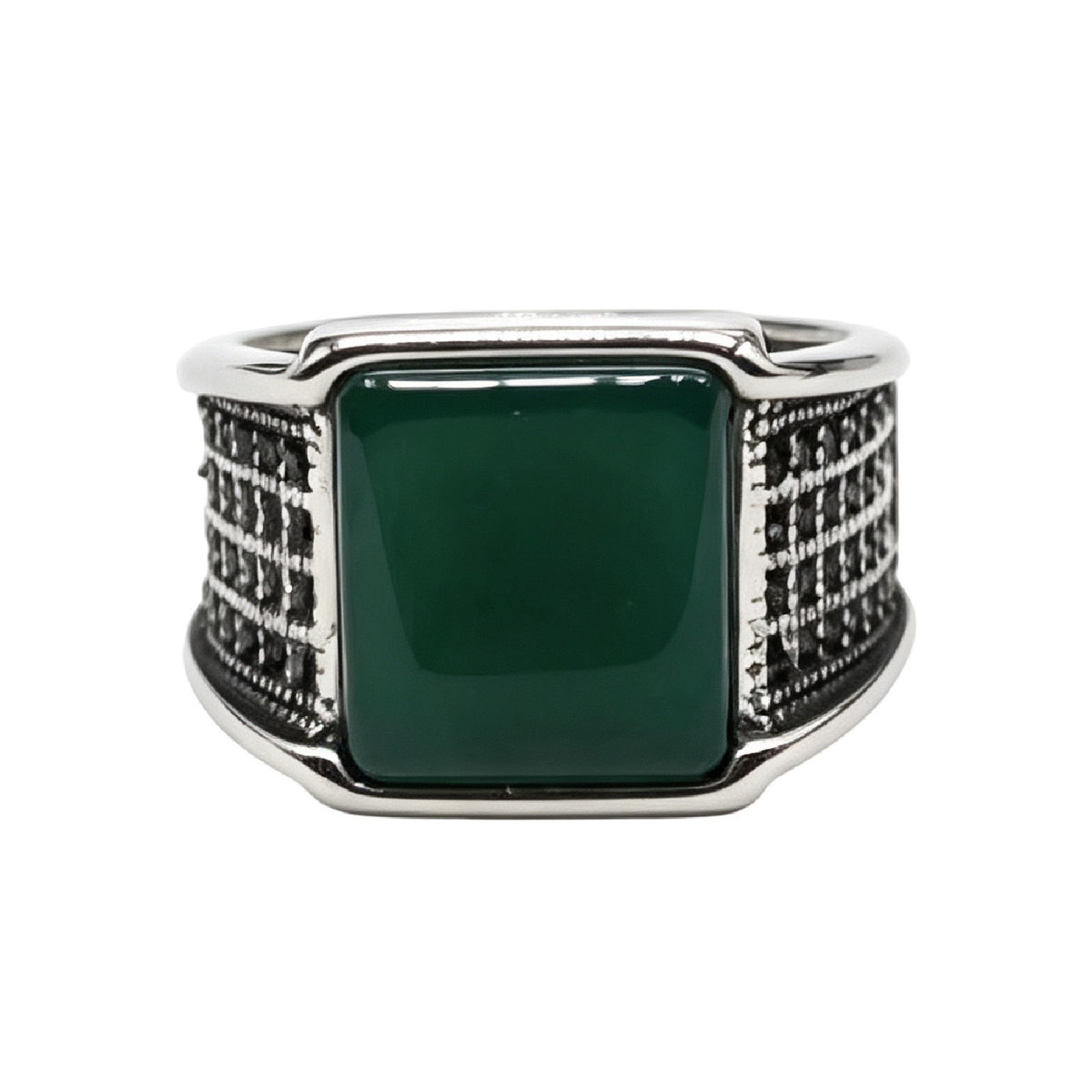 Textured Gemstone Titanium Steel Ring