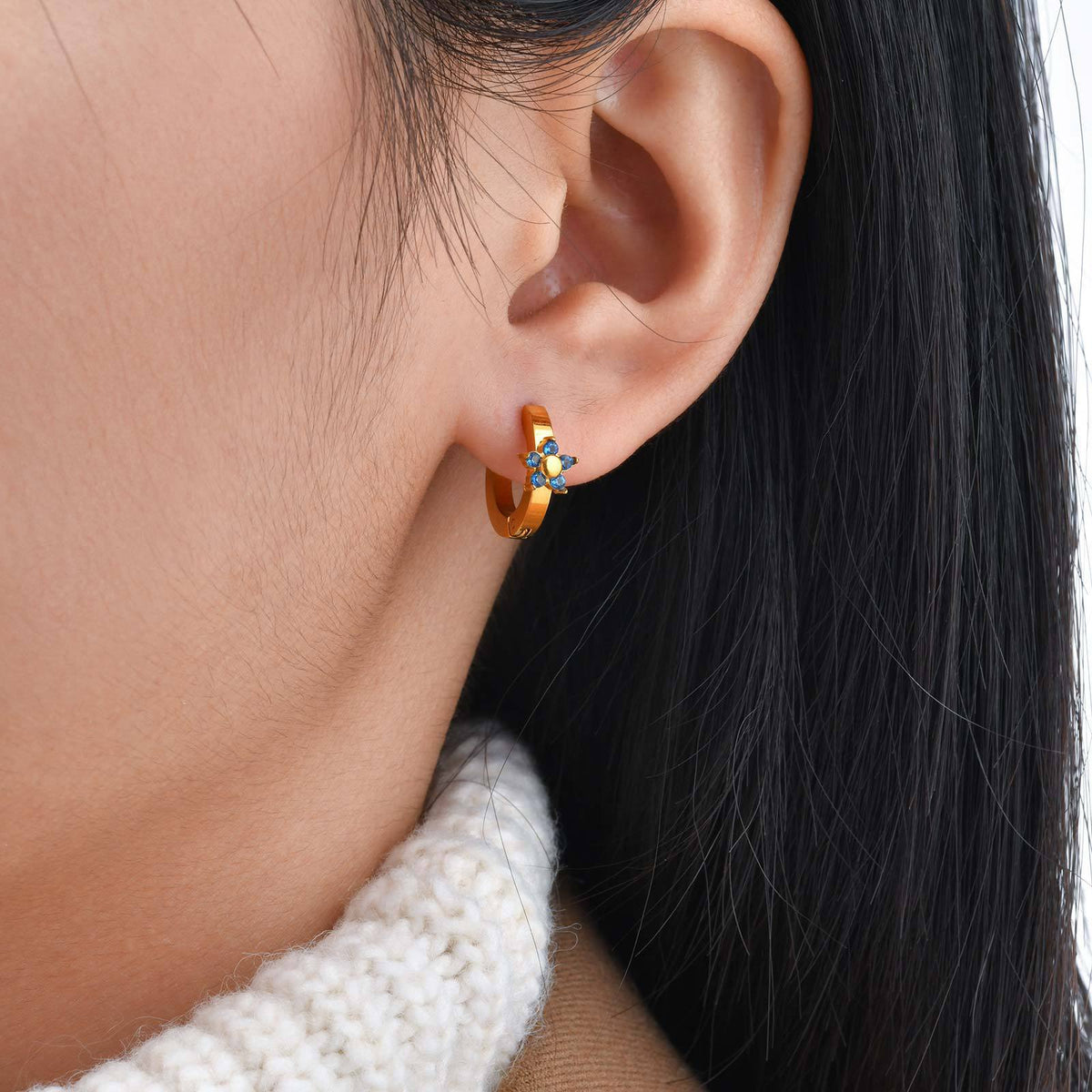Floral Zircon Earrings — Four Colors