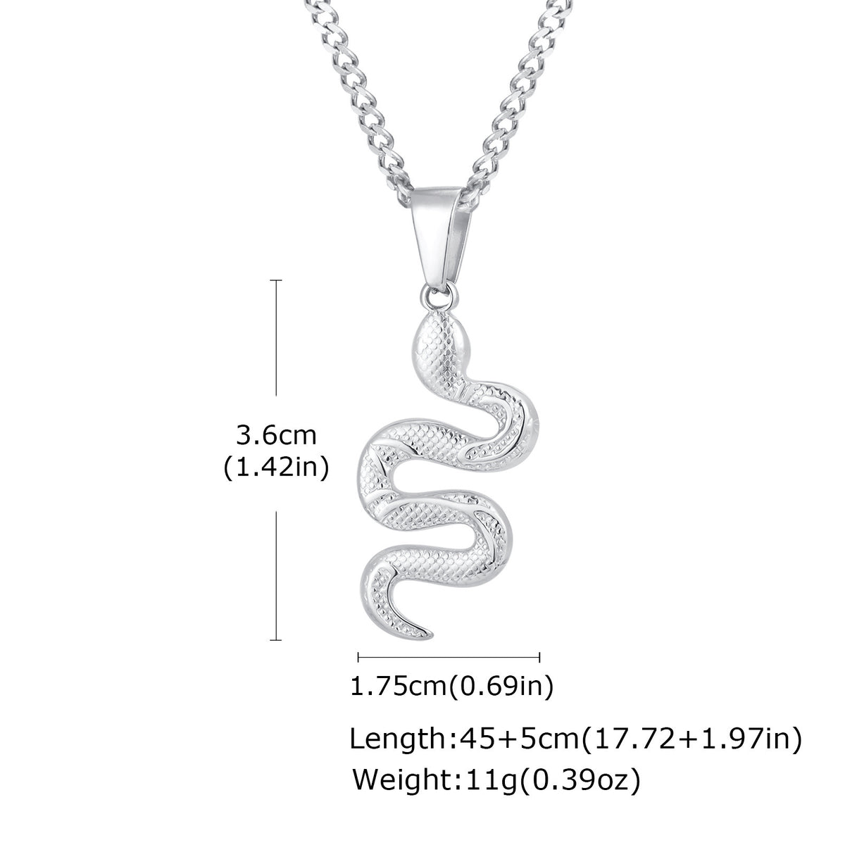 Sculpted Snake Pendant Necklace — 3 Finishes