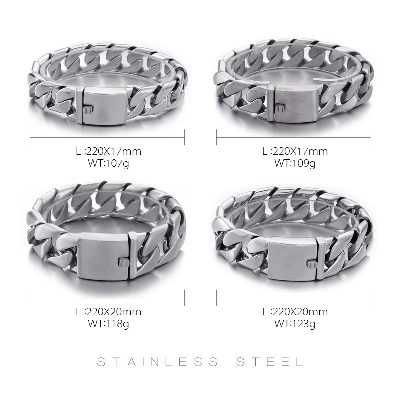 Men's Daily Casting Smooth Sand Men's Stainless Steel Cuban Chain Bracelet