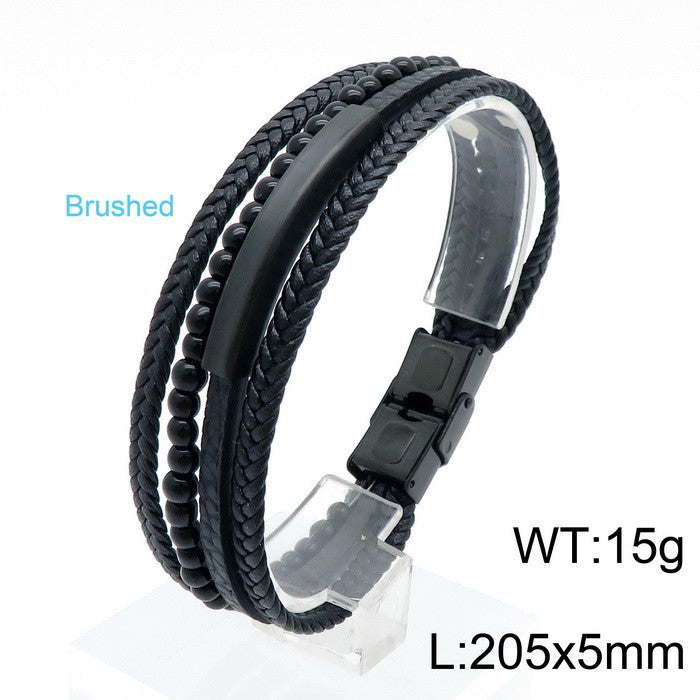 Planderful Men Stainless Steel Curved Weaving Bracelet