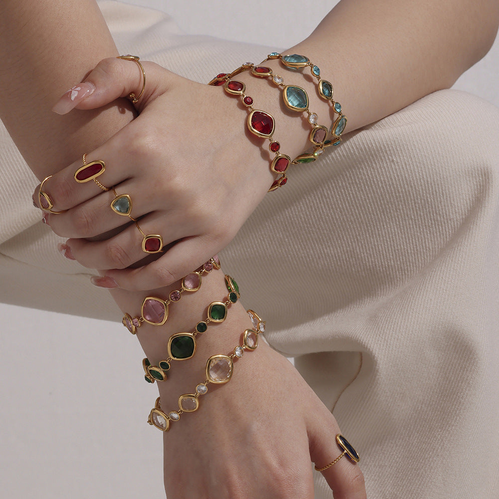 Planderful Czech Glass Bracelet Women Elegant Multi Section