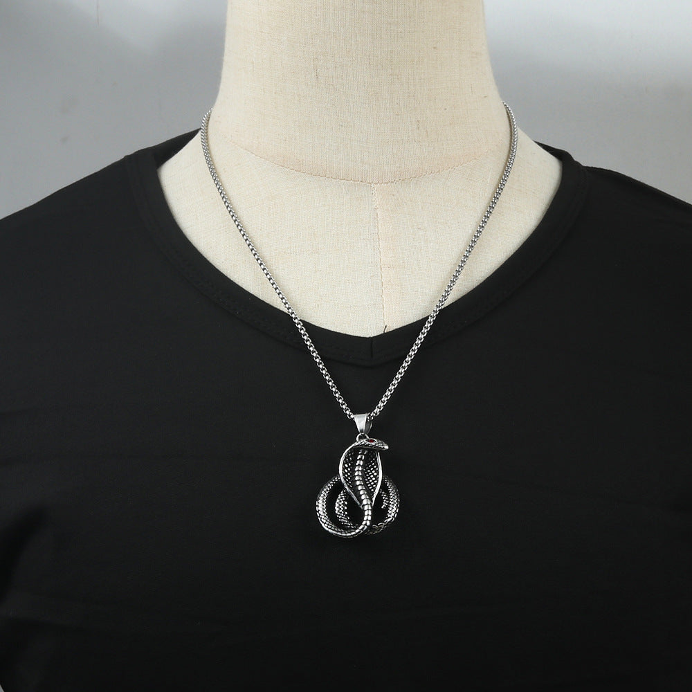 European And American Stainless Steel Cobra Pendant For Men
